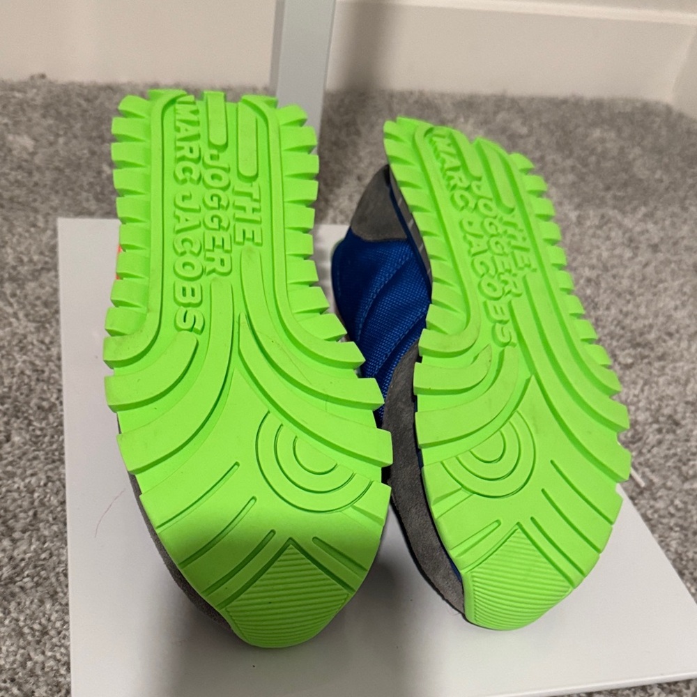 Marc Jacobs Blue Sneakers with Neon Green & Orange Accents - Picture 6 of 8